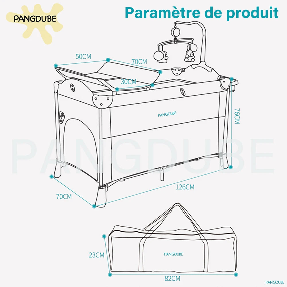 Lit bébé multifonction 0-6 ans - berceuse table à langer berceau pliant installation libre