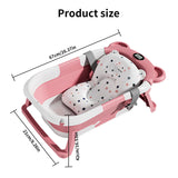 Baignoire bébé pliable avec thermomètre - tapis antidérapant coussin soutien baignoire voyage nouveau-né 0-15 mois