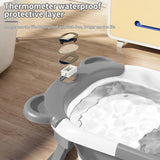 Baignoire bébé pliable avec thermomètre - tapis antidérapant coussin soutien baignoire voyage nouveau-né 0-15 mois