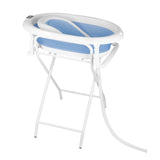 Baignoire bébé 0-18 mois pliable ergonomique - siège bain thermomètre avec support gris bleu rose