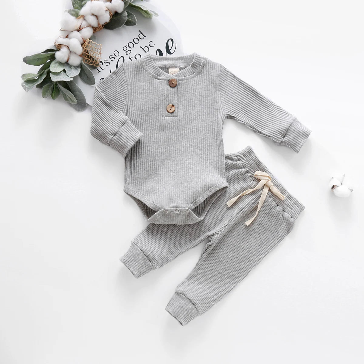 Ensemble 2 pièces bébé Mybooni — Body et pantalon élastique nouveau-né