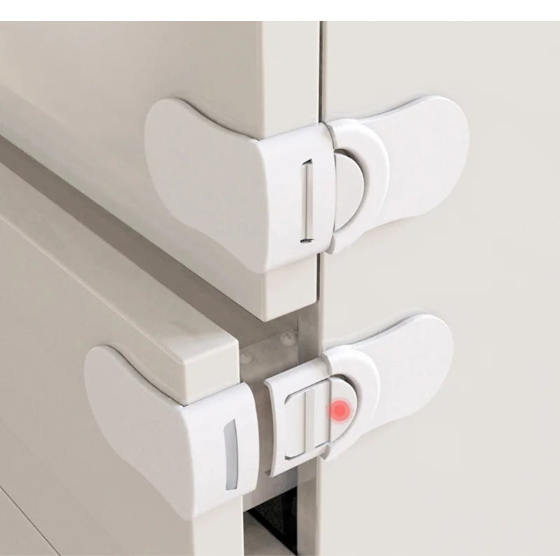 Verrou tiroir bébé sécurité anti-coincement - serrure placard plastique blanc protection enfant