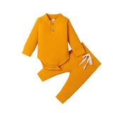 Ensemble 2 pièces bébé body côtelé/carreaux manches longues + pantalon - tenue nouveau-né 0-18 mois