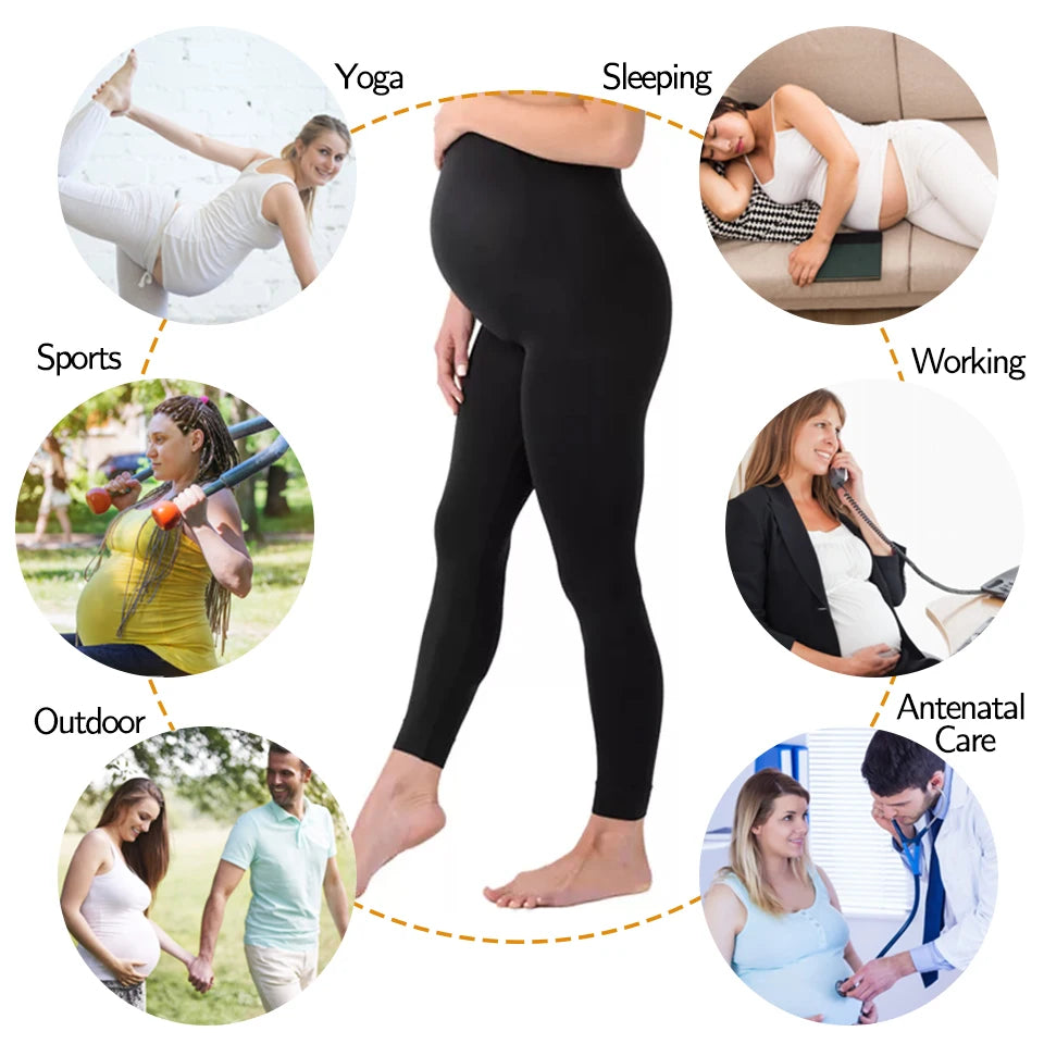 Legging maternité taille haute soutien ventre gainant grossesse