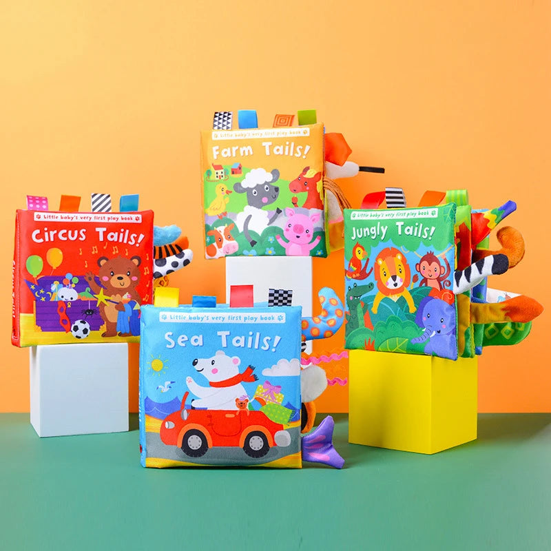 Livre tissu animaux queue bébé Mybooni — Jouet cognitif 0-12M