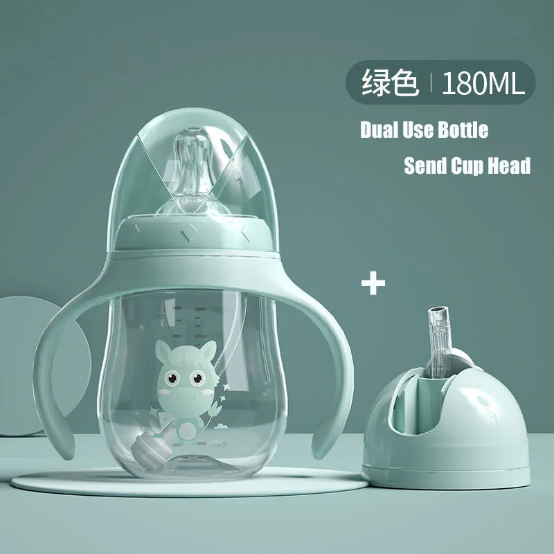 Biberon tasse col large sans BPA Mybooni — Double usage lait et eau