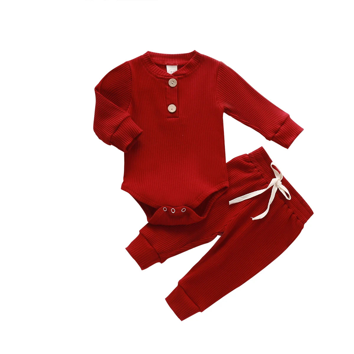 Ensemble 2 pièces bébé body côtelé/carreaux manches longues + pantalon - tenue nouveau-né 0-18 mois