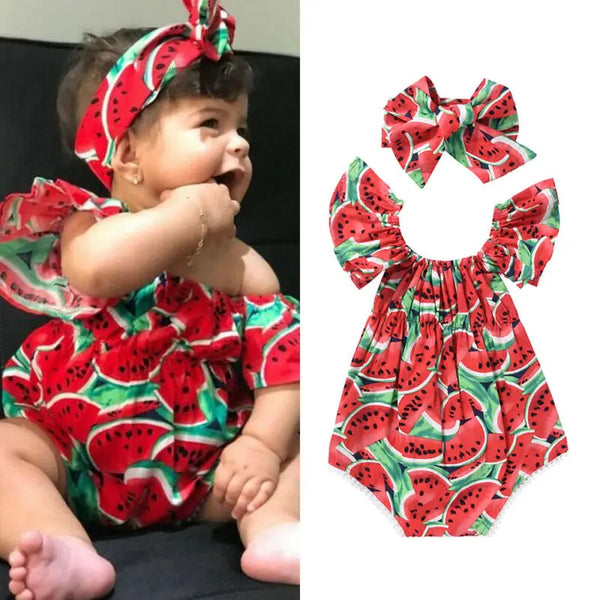 Body bébé fille Bouni — imprimé pastèque manches courtes avec bandeau
