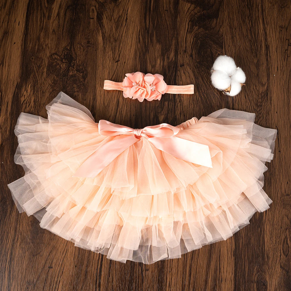 Ensemble tutu tulle bébé fille avec bandeau - culotte Rainbow 2 pièces