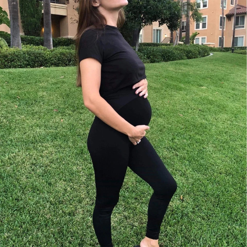 Legging maternité taille haute soutien ventre gainant grossesse