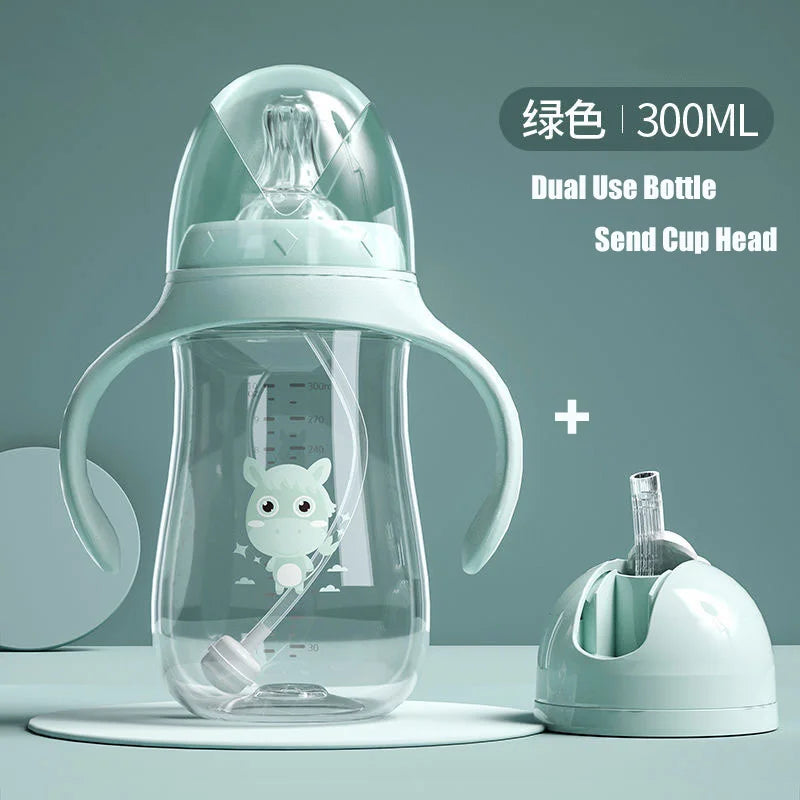 Biberon tasse bébé large calibre bille anti-gravité - double usage lait eau sans BPA