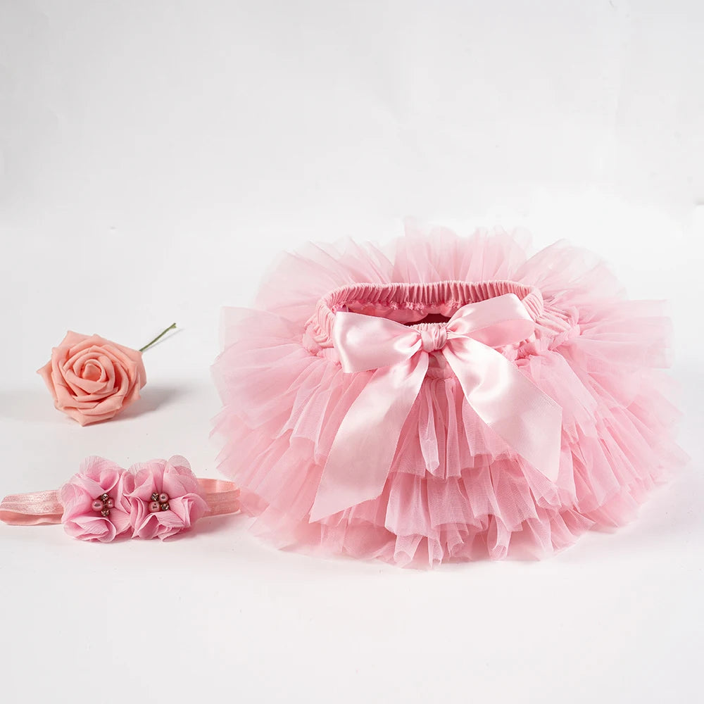 Tutu bloomer bébé fille Mybooni — Jupe arc-en-ciel avec bandeau 2 pièces