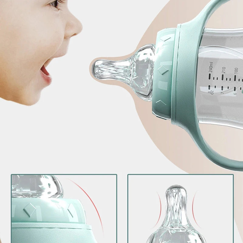 Biberon tasse bébé large calibre bille anti-gravité - double usage lait eau sans BPA