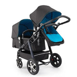 Poussette double jumeaux pliable Mybooni — Double siège landau avec amortisseurs