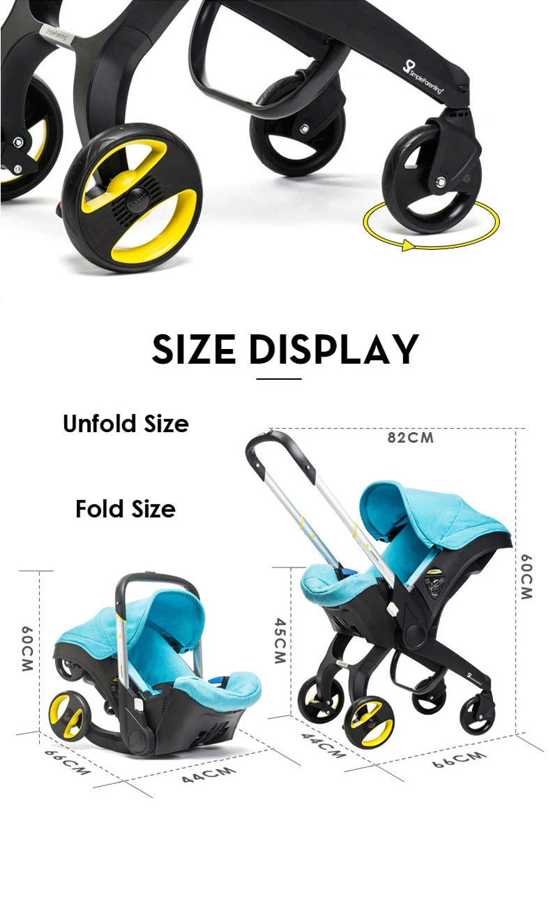 Poussette bébé 4-en-1 Bouni — Nacelle bidirectionnelle, siège pliable et panier