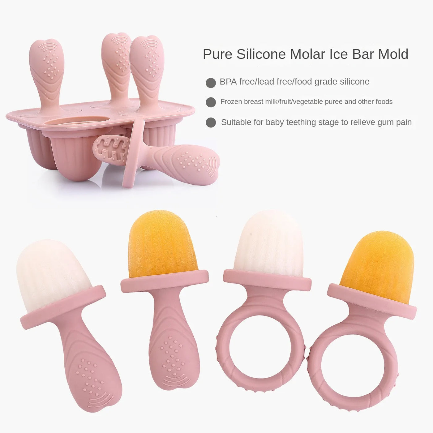 5 anneaux dentition bébé silicone BPA free - porte-aliments fruits légumes forme lapin anti-chute