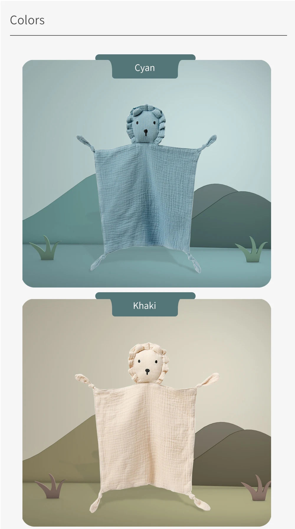 Serviette confort bébé mousseline coton - doudou bandana nouveau-né jouet éveil apaisement sommeil