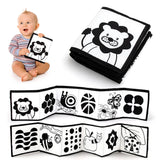 Livre tissu bébé Mybooni — Noir et blanc activités sensorielles nouveau-né