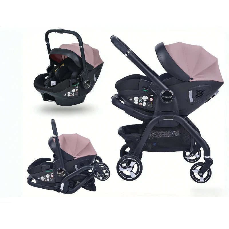 Poussette 3-en-1 portable Mybooni — Nacelle nouveau-né siège auto certifié EU