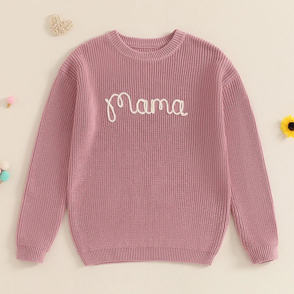 Family Matching Sweaters Mommy and Me Letter Em — vue face | Bouni