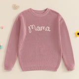 Pull tricoté assorti famille Mybooni — Mère et enfant broderie lettre