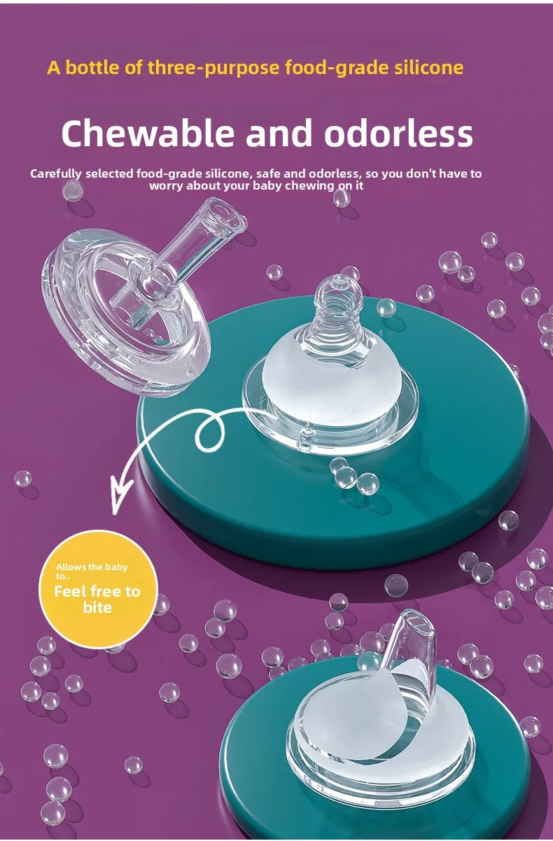 Biberon anti-coliques col large avec bille gravité et tétine silicone