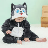 Combinaison pyjama bébé flanelle cartoon - grenouillère licorne/lapin/dinosaure animal