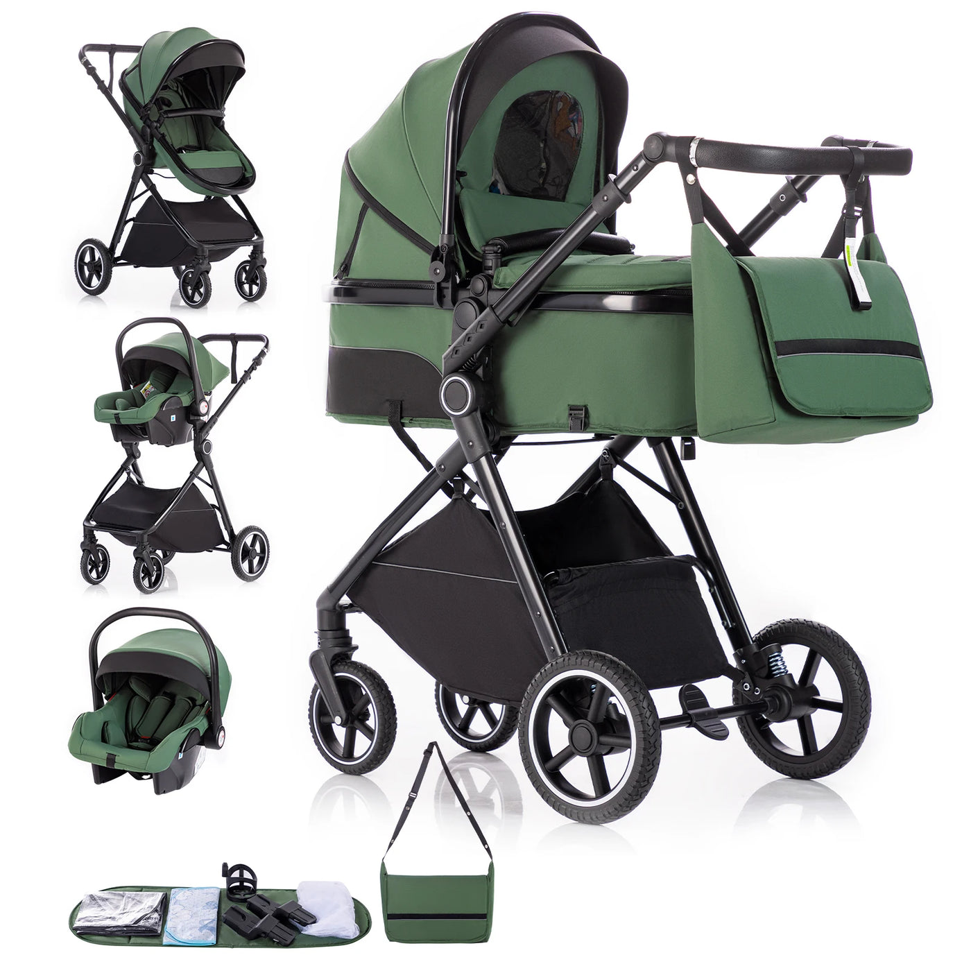 Poussette 3-en-1 pliable Bouni — Norme EU nouveau-né