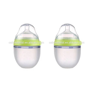Lot 2 biberons bébé sans BPA silicone vert/rose - biberon enfant 5 oz et 8 oz