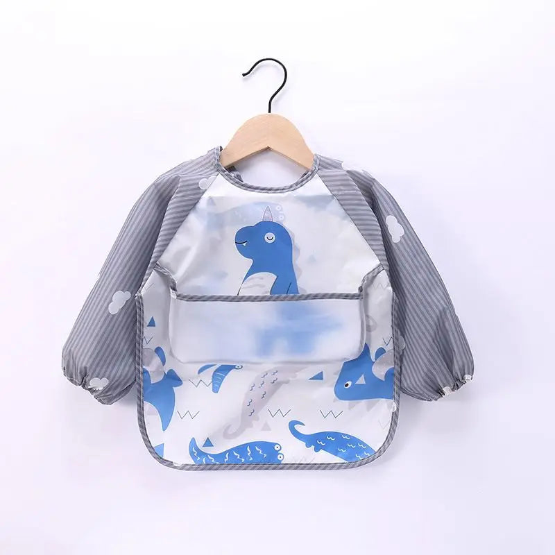 Bavoir tablier imperméable bébé manches longues - smock alimentation enfant plastron bavette vêtement