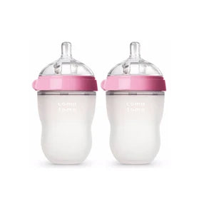 Lot 2 biberons bébé sans BPA Mybooni — Silicone 150 ml et 240 ml vert/rose