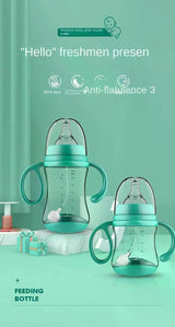 Biberon silicone anti-chute avec paille et poignée isolante