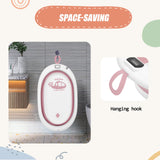 Baignoire bébé 0-18 mois pliable ergonomique - siège bain thermomètre avec support gris bleu rose