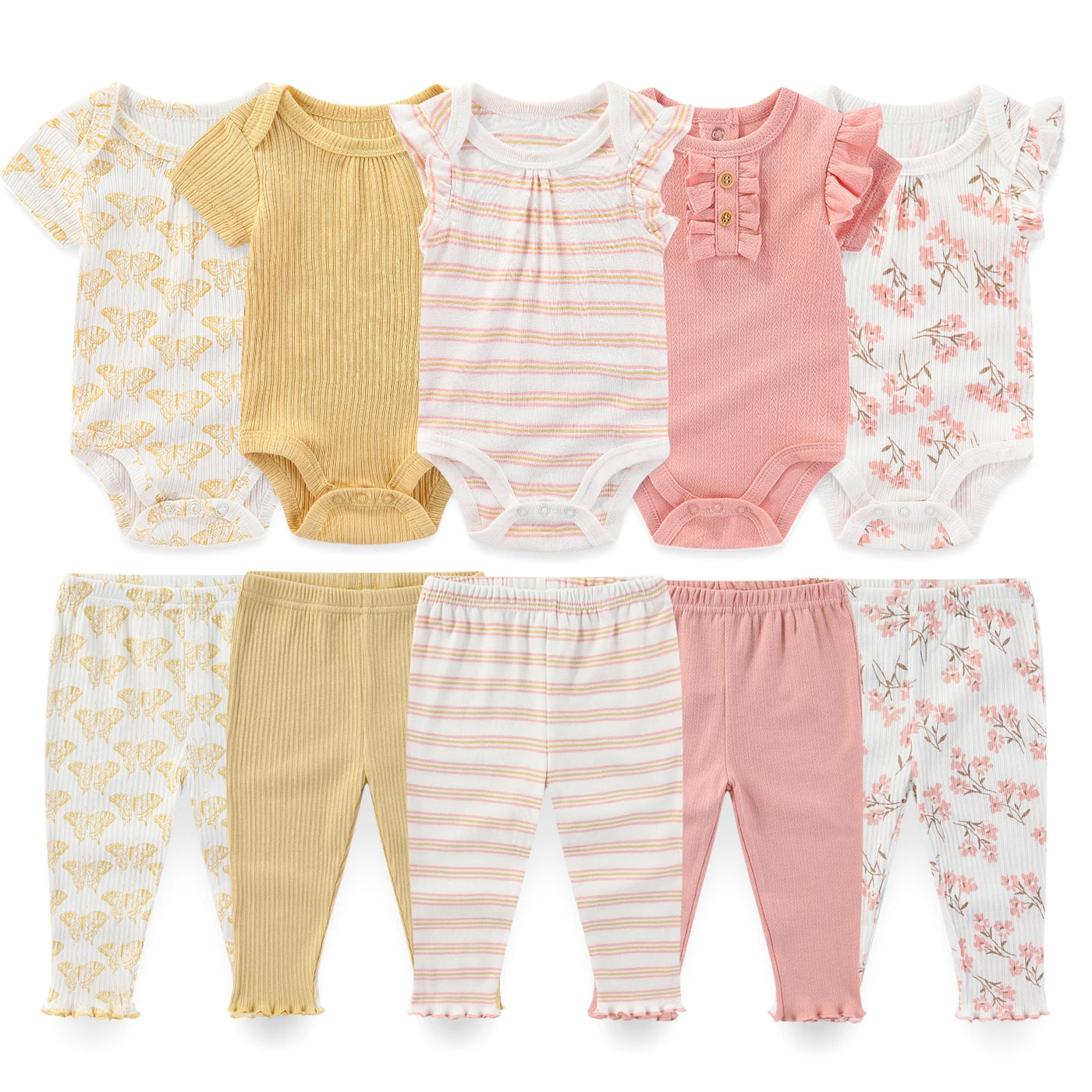 Coffret vêtements bébé 10 pièces Mybooni — Body et pantalon toutes saisons