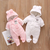 Combinaison bébé automne-hiver peluche chaud - grenouillère cartoon chien/lapin 0-2 ans