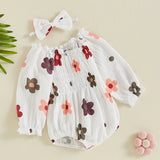 Ensemble bébé fille body fleuri Mybooni — Manches longues et bandeau nœud