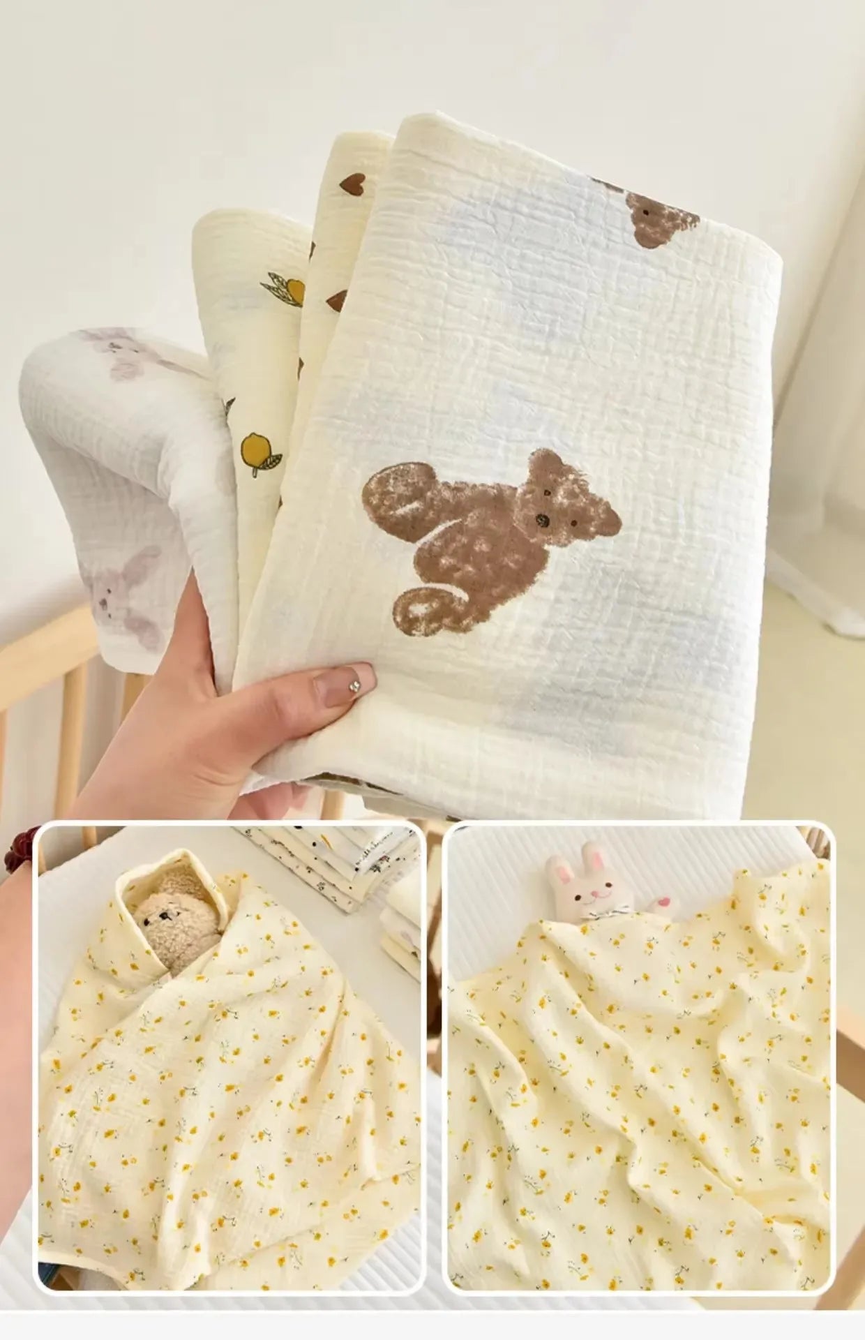 Couverture mousseline coton été pour nouveau-né