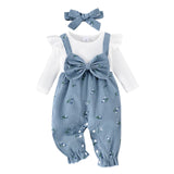 Barboteuse bébé fille floral Mybooni — Grenouillère manches longues avec bandeau