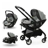 Poussette 3-en-1 portable nacelle bébé siège auto de luxe pliable