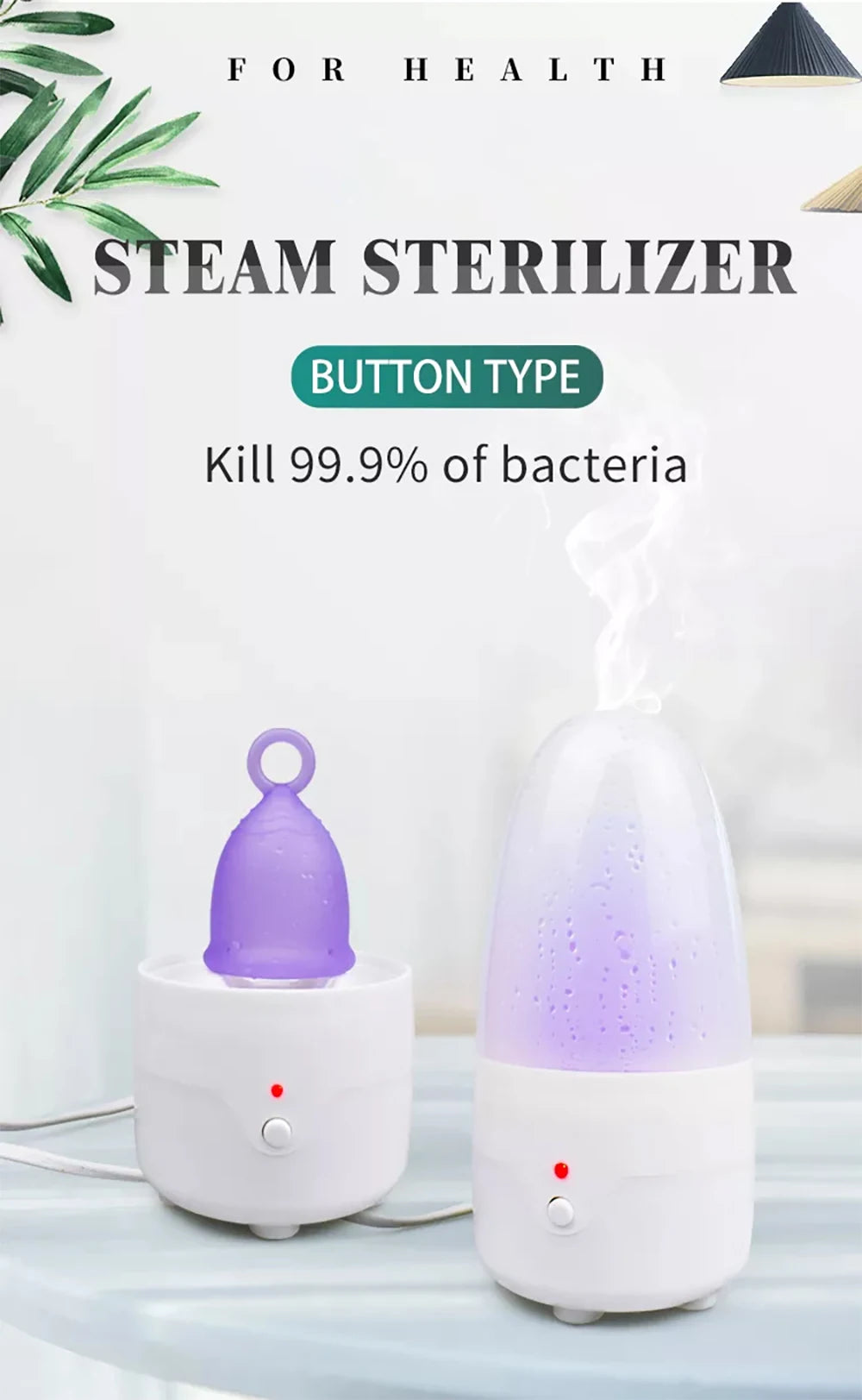 Stérilisateur vapeur portable - coupe menstruelle tétines et petits accessoires bébé