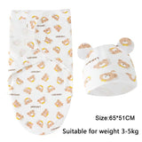 Ensemble couverture et bonnet pour nouveau-né en coton 0-6 mois