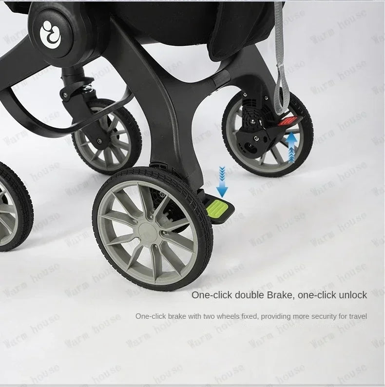 Poussette 4-en-1 multifonctionnelle pliable avec siège auto bébé EU Stock