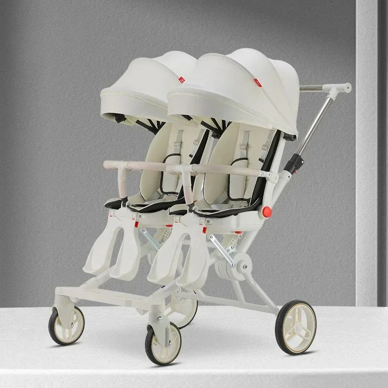 Poussette double légère pliable multifonctionnelle pour jumeaux