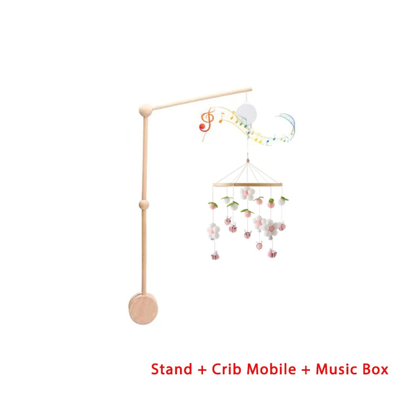 Mobile lit bébé bois feutrine ours cartoon - carillon musical avec support berceau
