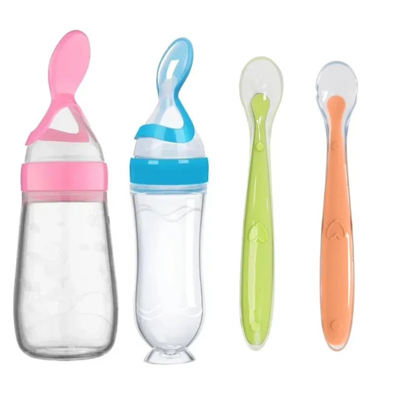 Biberon avec cuillère silicone Mybooni — Set alimentation bébé et tout-petit