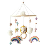 Mobile lit bébé bois feutrine ours cartoon - carillon musical avec support berceau