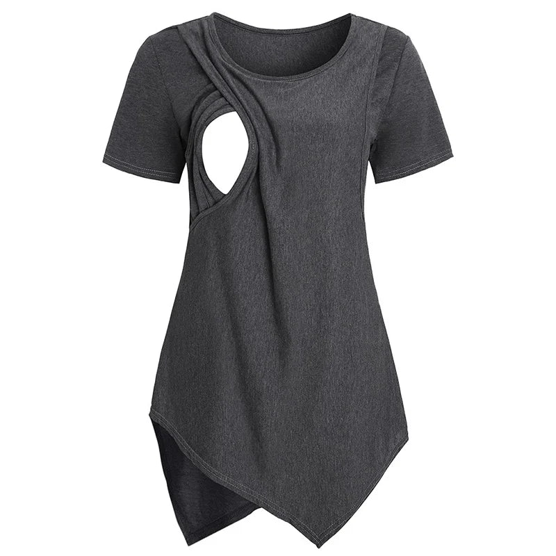 Haut allaitement maternité doux casual manches courtes - t-shirt infirmière femme enceinte été