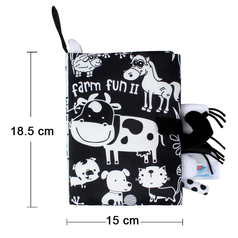 Livre tissu activités Montessori Mybooni — Noir et blanc bébé 0-12M