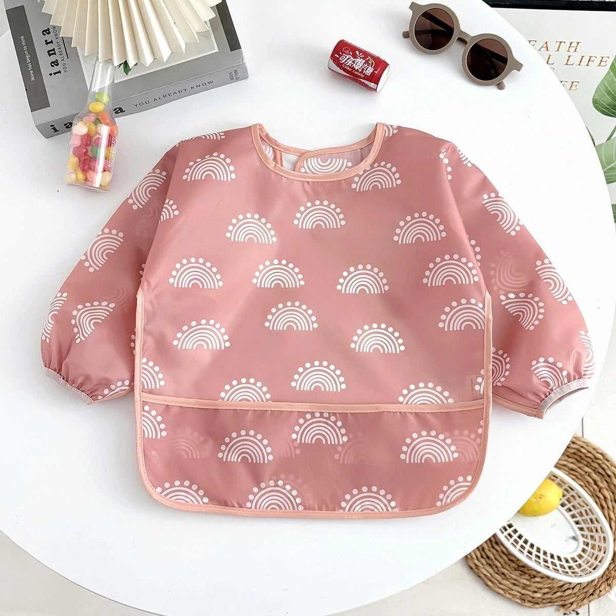 Bavoir tablier imperméable bébé manches longues - smock alimentation enfant plastron bavette vêtement