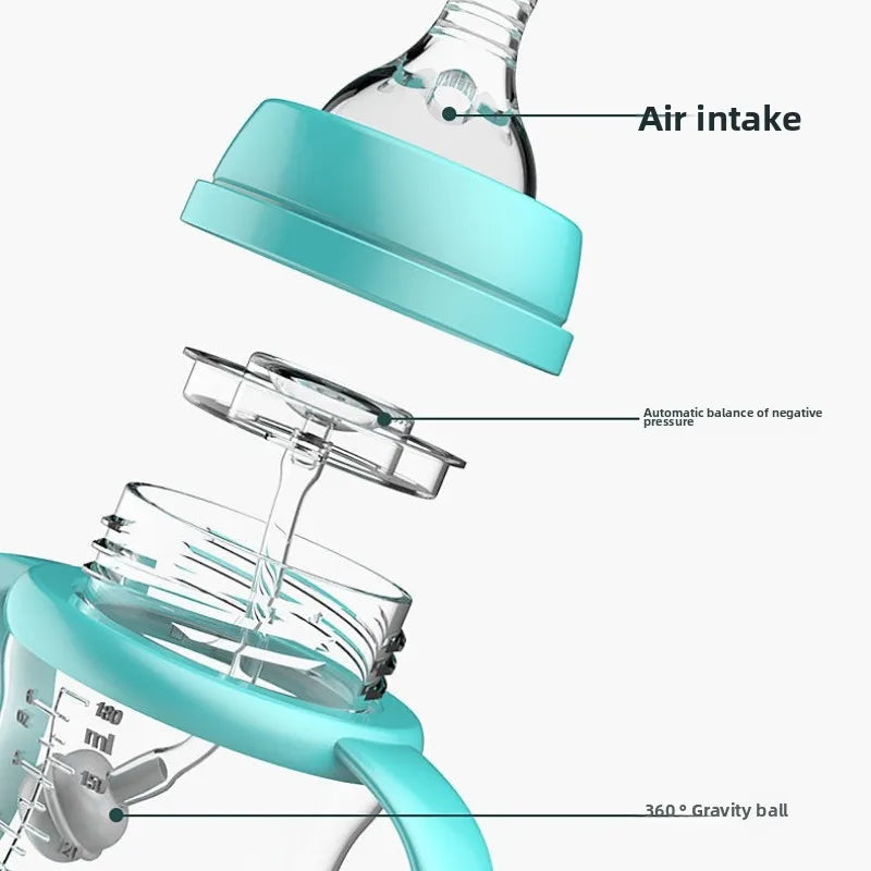 Biberon silicone anti-chute avec paille et poignée isolante